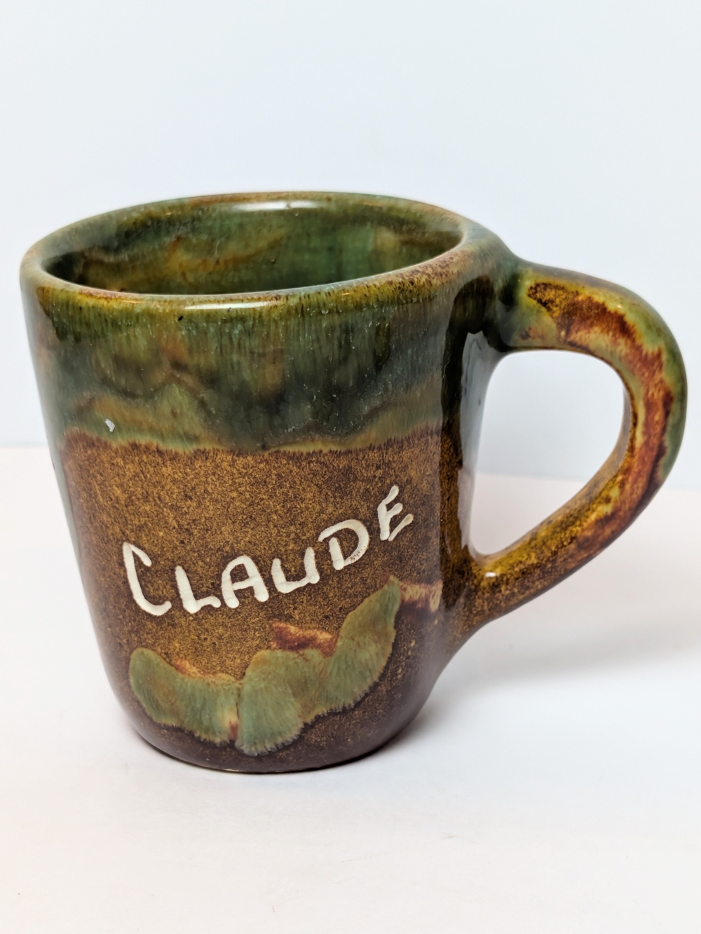 Handmade Ceramic Mug with 'Claude' Drip Glaze‎ Pottery - Green & Brown Glaze